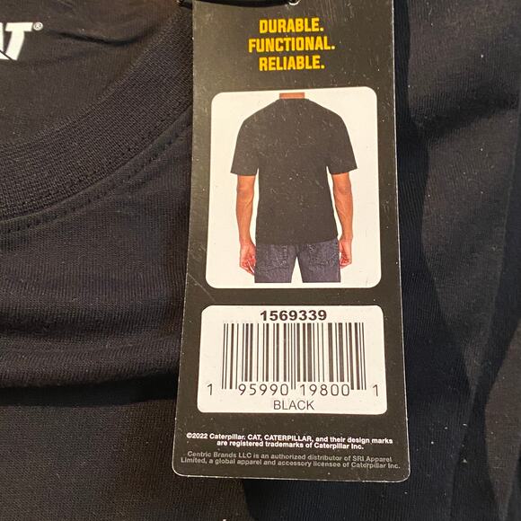 L Cat Caterpillar Heavy Dozer Machinery Equipment Logo Tee T Shirt Black Yellow - Picture 5 of 5